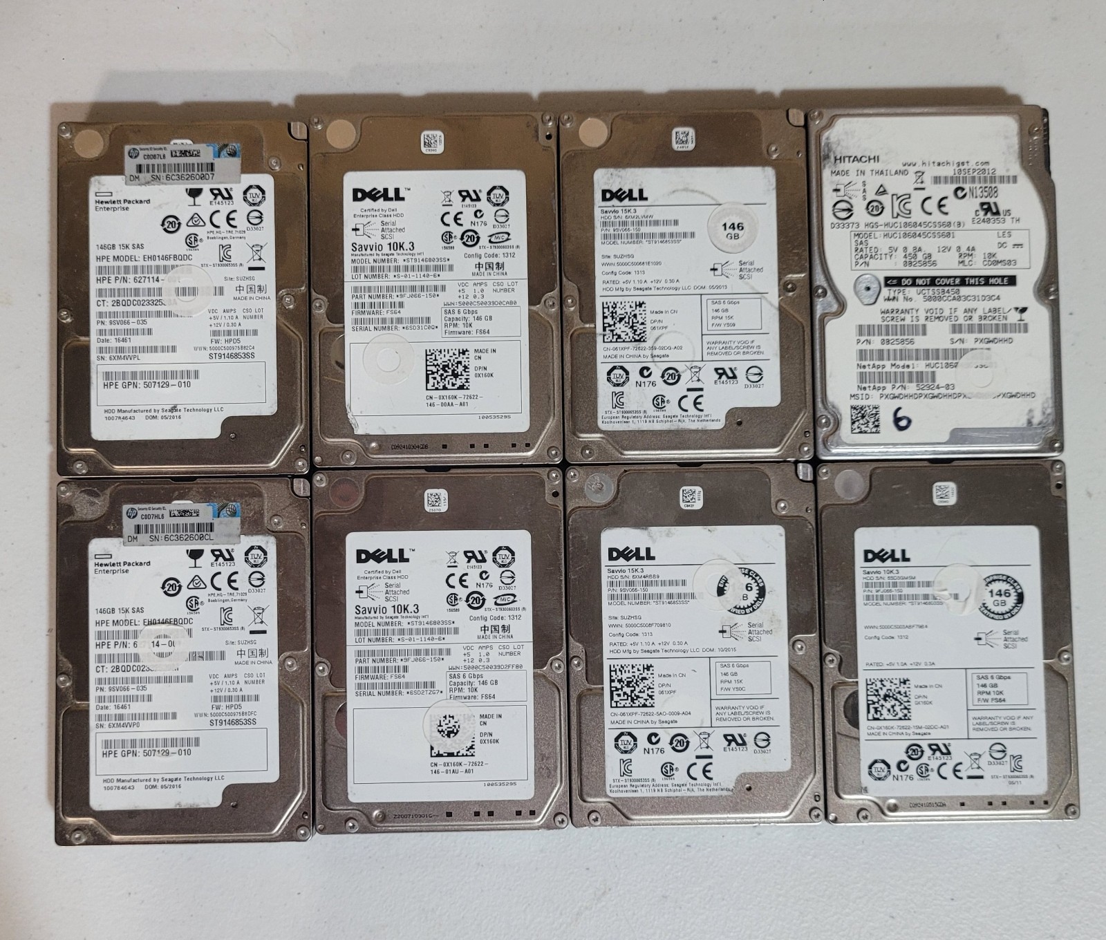 Lot of 8x 146GB 2.5" SAS HDD ZERO DEFECTS/UNCORRECTED GUARANTEED