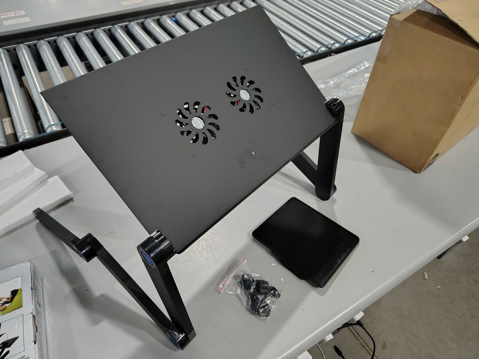 BLACK - MULTIFUNCTIONAL ADJUSTABLE LAPTOP TABLE WITH USB POWERED COOLING FAN
