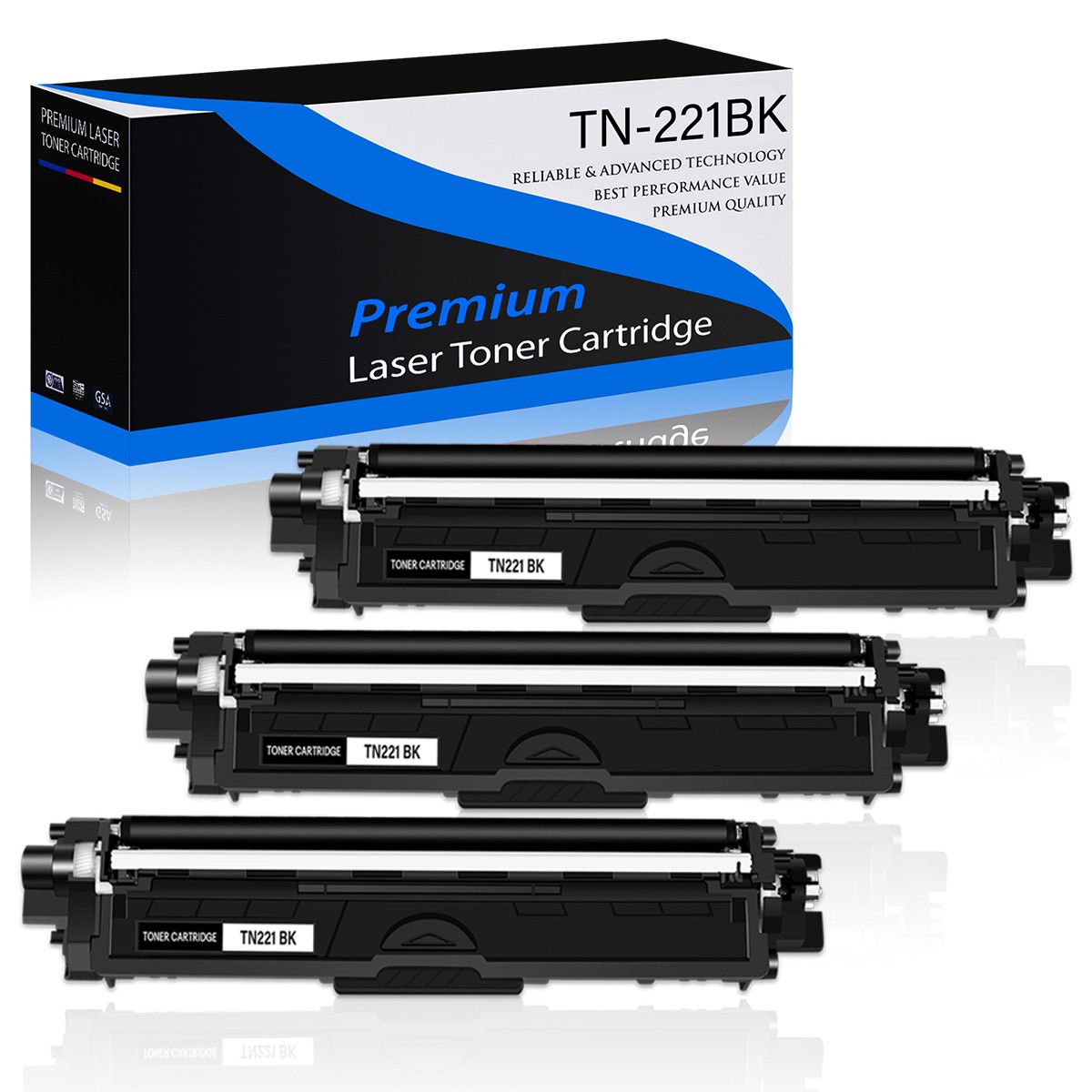 3PK TN221 Black Toner Cartridge for Brother HL-3170CDW MFC-9130CW MFC-9340CDW