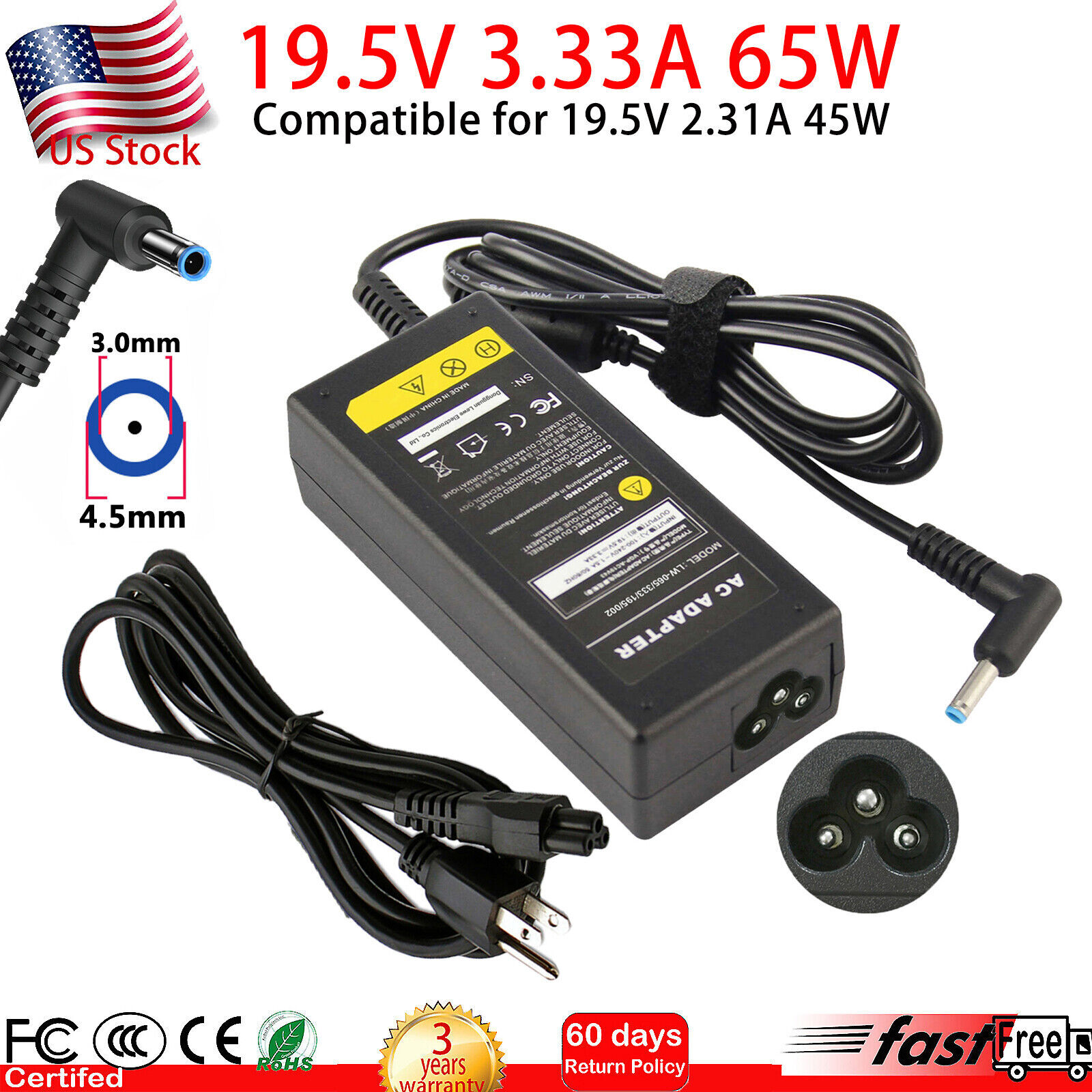 Charger For HP 15-db0041nr 15-db0042nr 15-db0043nr 15-db0045nr AC Adapter Cord