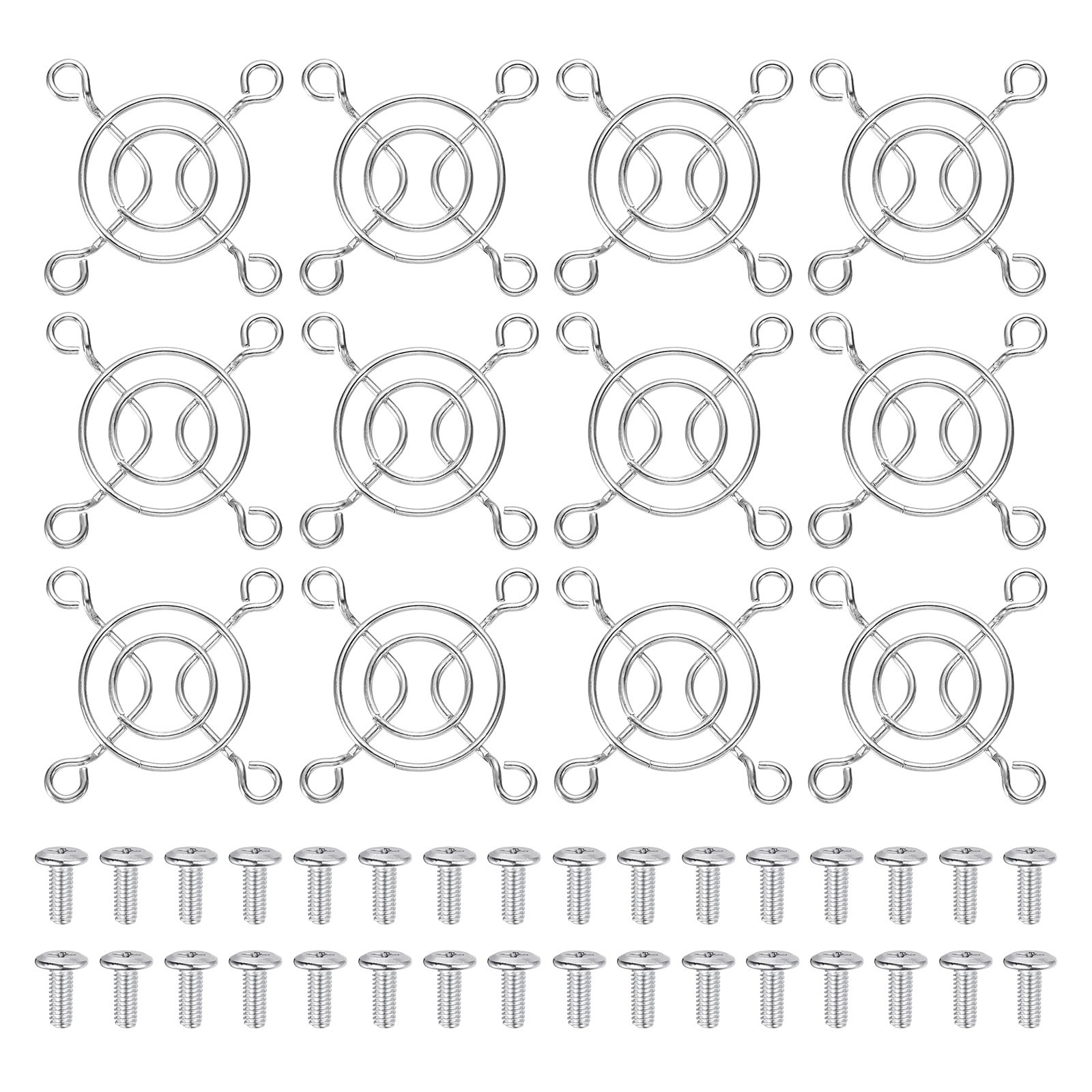 12 Pcs 40mm Fan Finger Grill Metal Ventilation Grill Cover with Screws, Silver