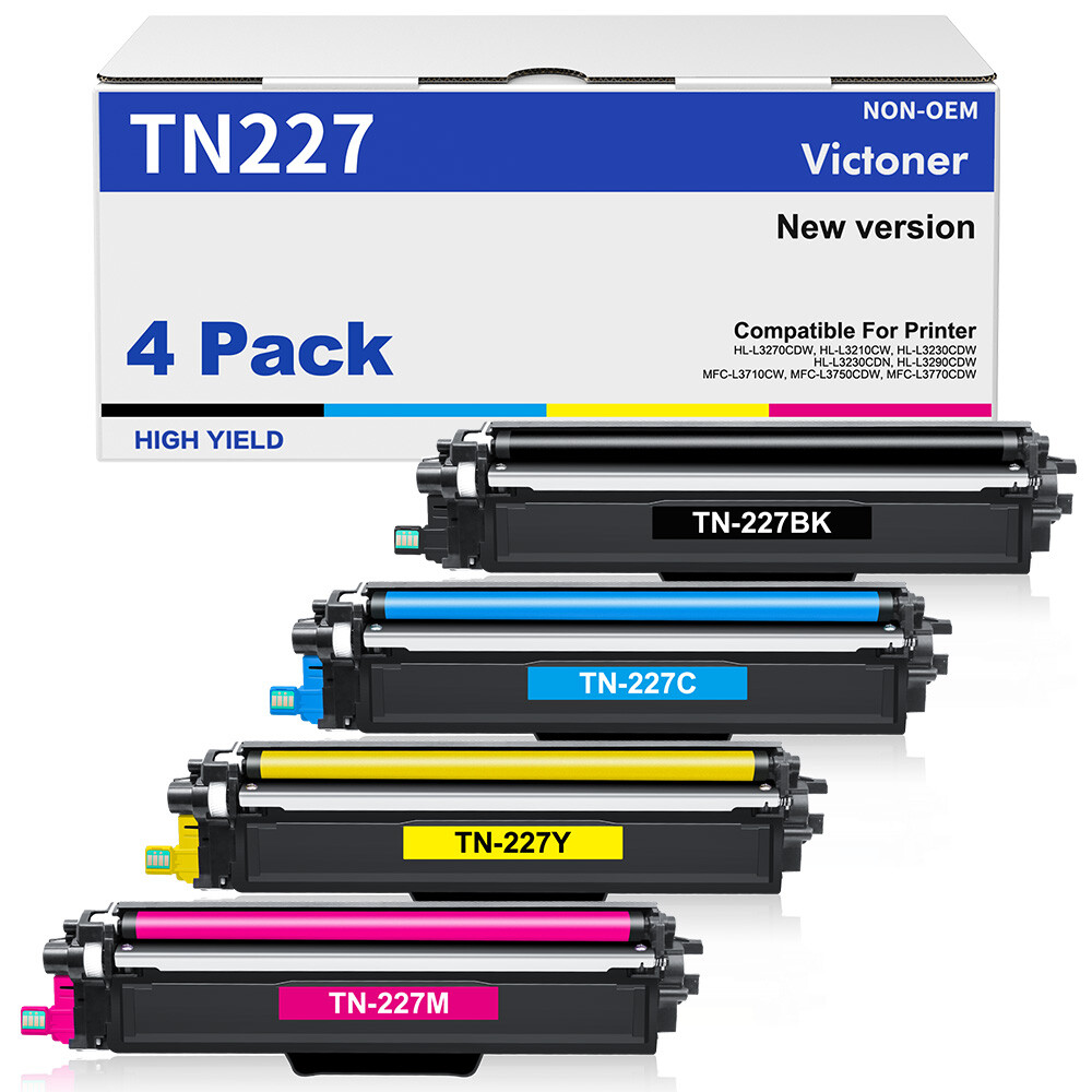 4PK TN227 BCMY Color Toner Compatible With Brother HL-L3210CW MFC-L3730CDN