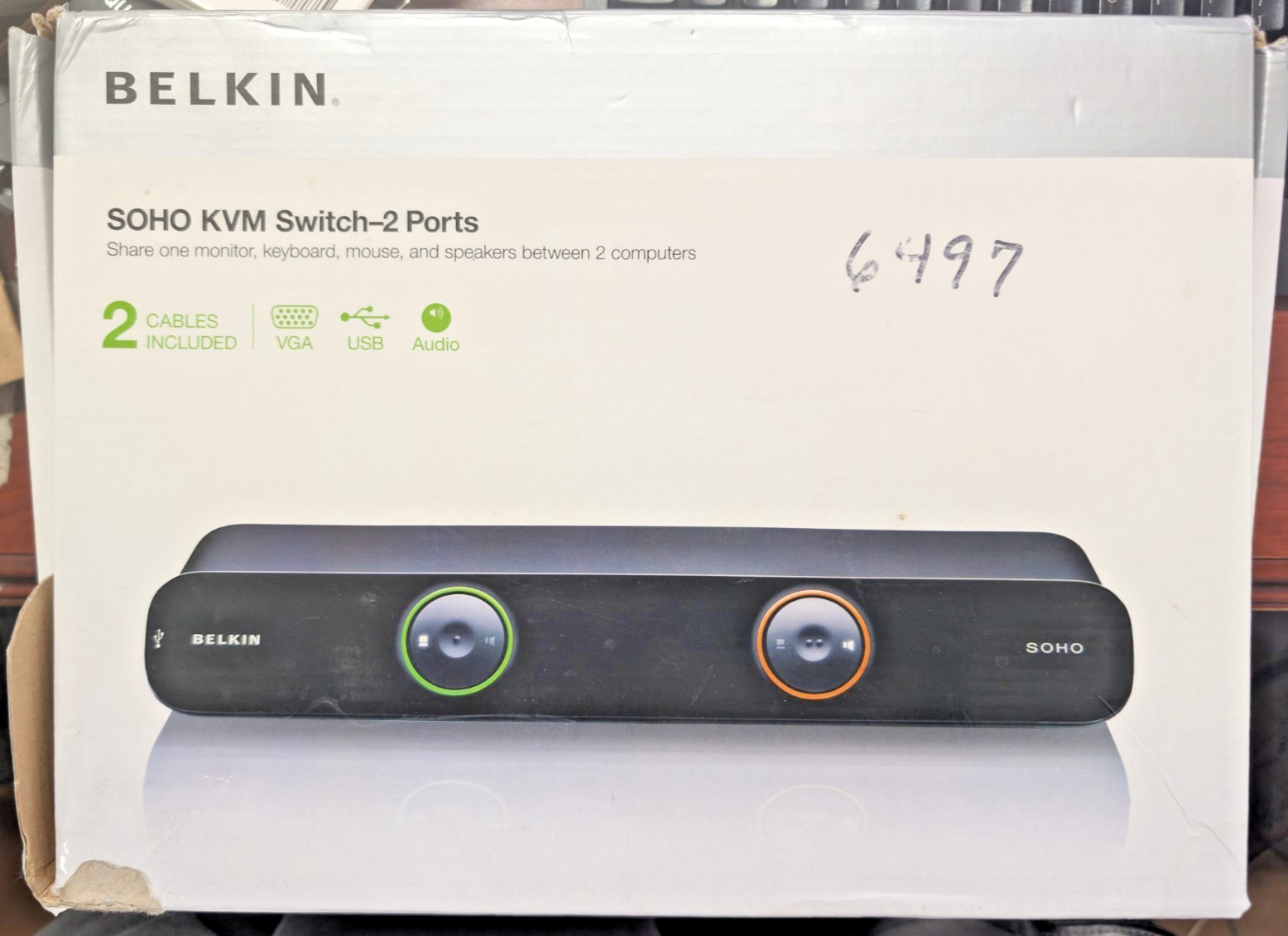 Open Box Belkin SOHO KVM Switch F1DS102L VGA & USB 2 Ports 