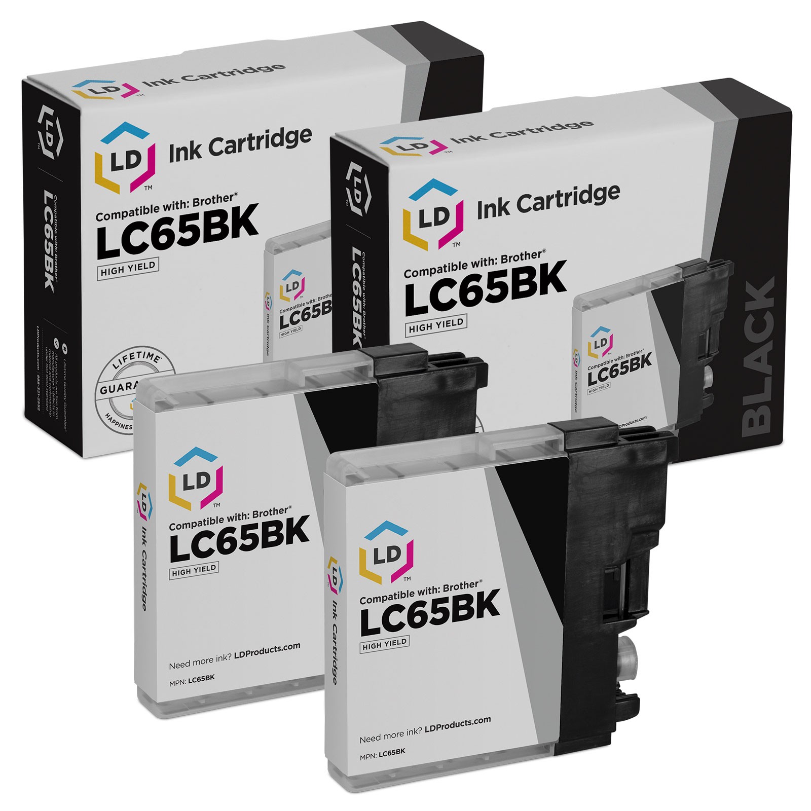 LD  for Brother LC-65 LC65 2pk HY Black MFC 5890CN 5895CW 6490CW 6890CDW