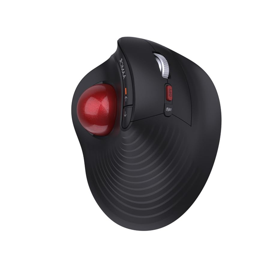 Wireless Vertical Trackball Mouse 2.4G/Bluetooth 5.0 TypeC Adjustable Red