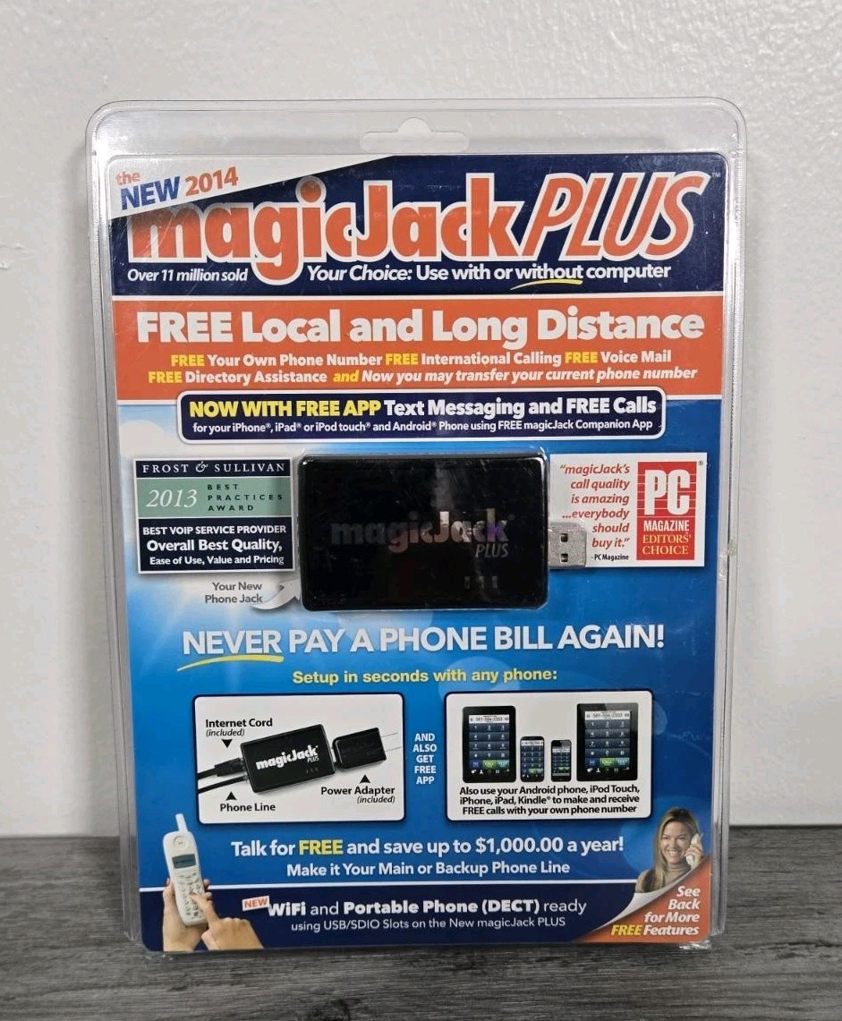 Magic Jack PLUS Free Local Long Distance Calling Telephone 430-0562. New, Sealed