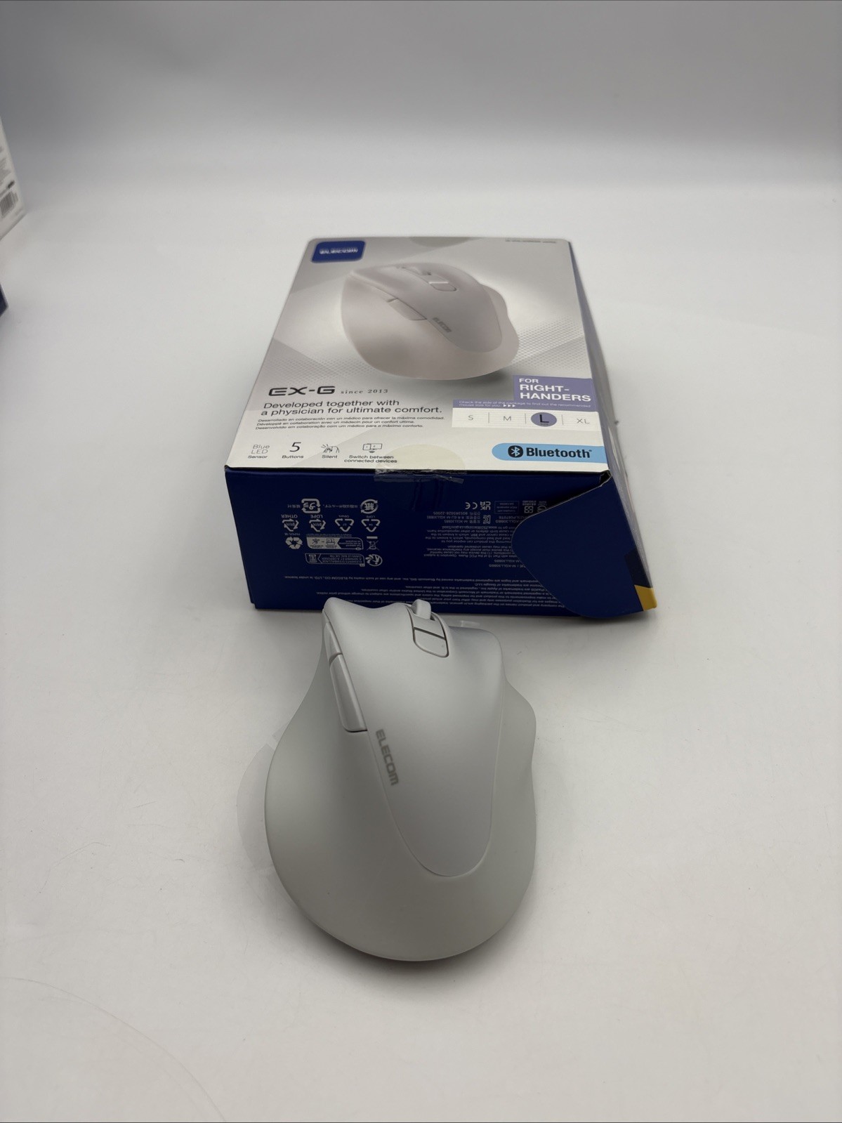 Elecom Wireless Mouse 5 Buttons, Silent Click, L, Bluetooth