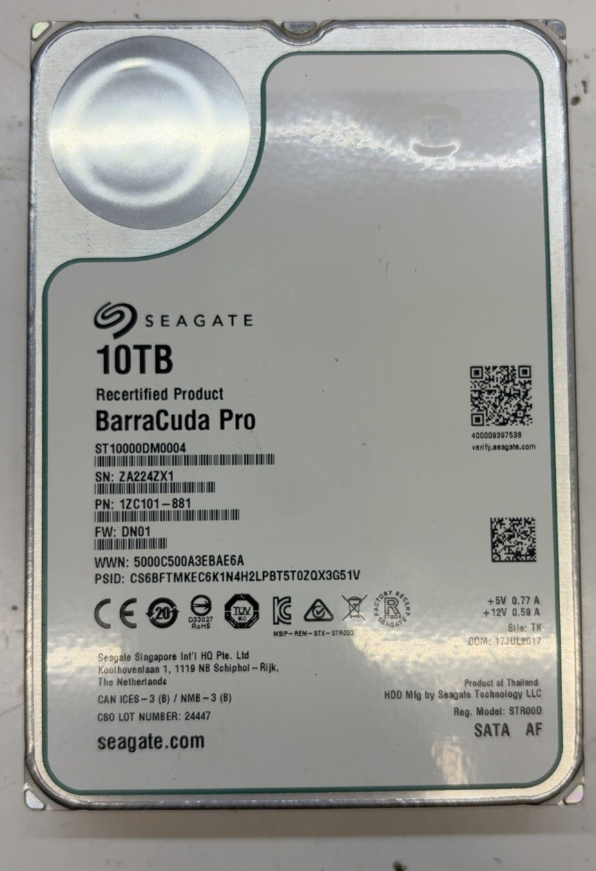 Seagate BarraCuda Pro 10TB ST10000DM0004 7200RPM SATA HDD BAD SMART T8E11