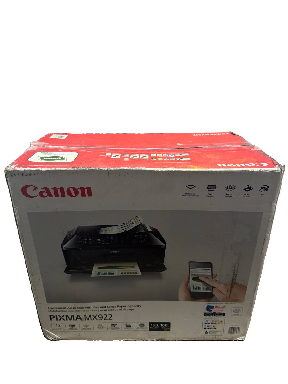 Canon PIXMA MX922 Wireless All-In-One Inkjet Color Printer AirPrint New