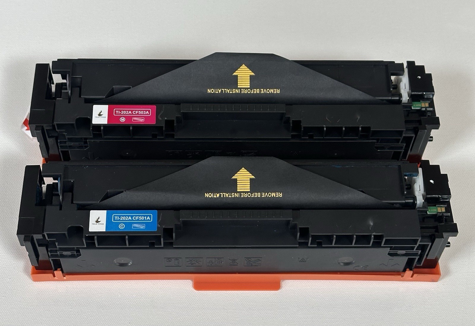 2 Pcs Toner Cartridges Ti-202A CF501A, Ti-202A CF503A, Cyan, Magenta. With Chip.