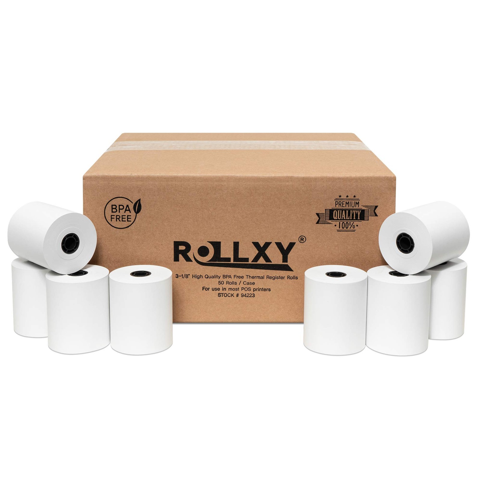 Thermal Paper Receipt Rolls 1/8 x 230 T50GSM BPA Free 100 Count White 3-1