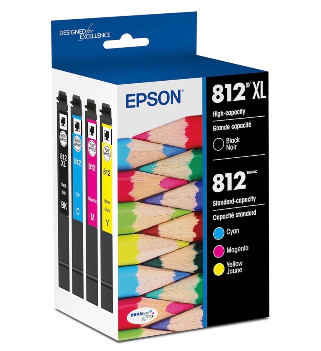 EPSON 812 DURABrite Ultra Ink High Capacity Black & Standard Color Cartridge Com