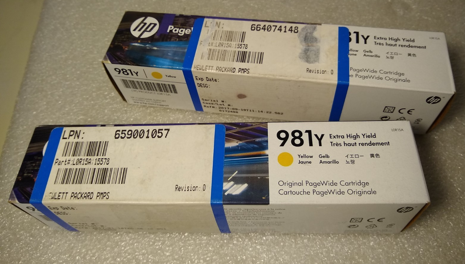 Lot of 2 HP 981Y Yellow Genuine HP PageWide Extra High Yield Toner Cartridge L0R