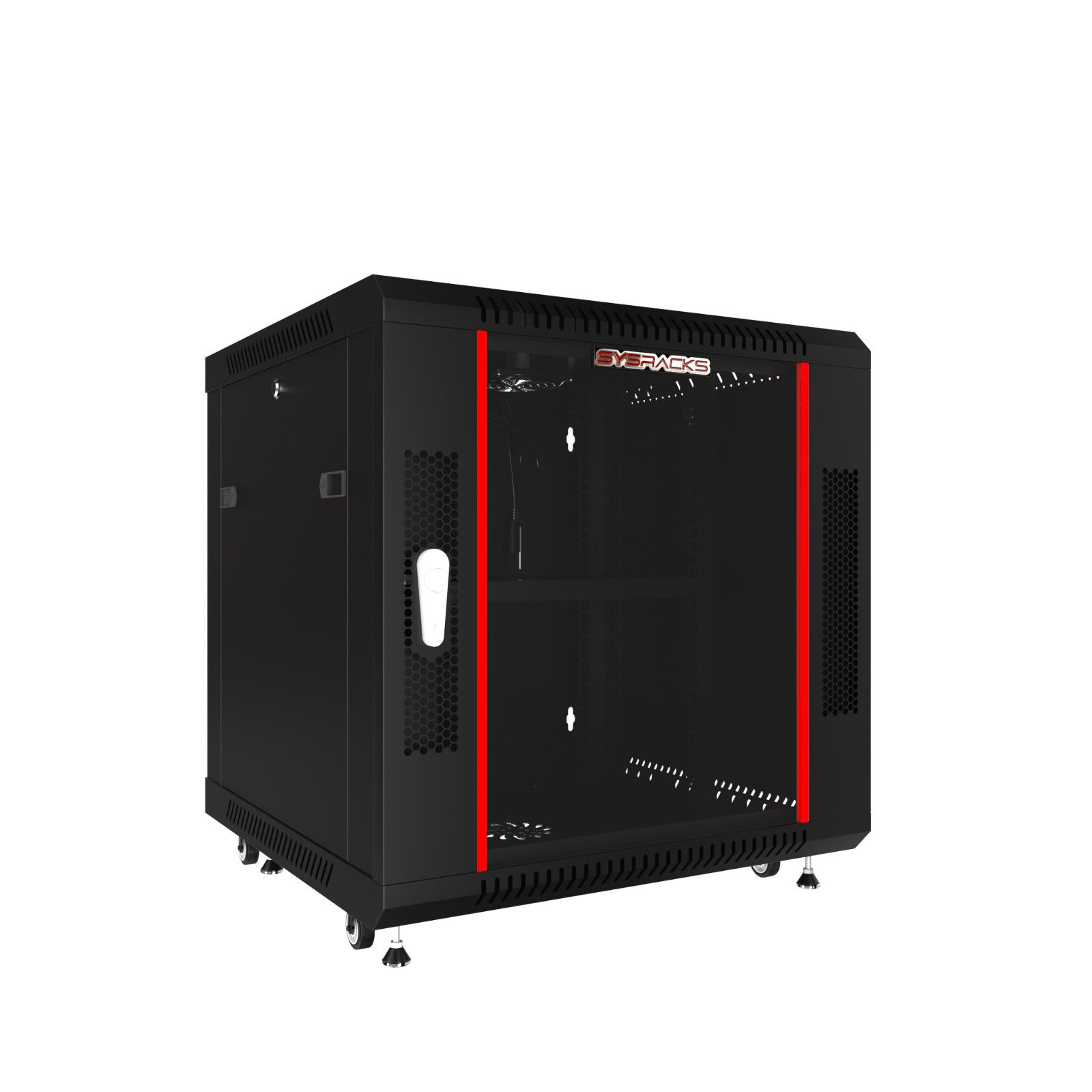12U Server Rack Locking Network Cabinet Data Enclosure with PDU-Feet-Fan-Shelf