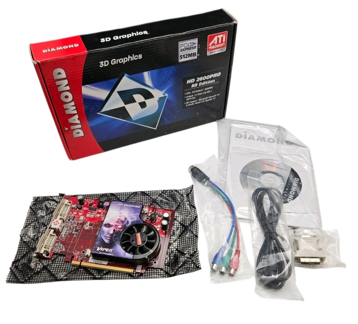 Diamond Viper Radeon HD 2600 PRO 512MB PCIe Video Card Retro Gaming PC Boxed