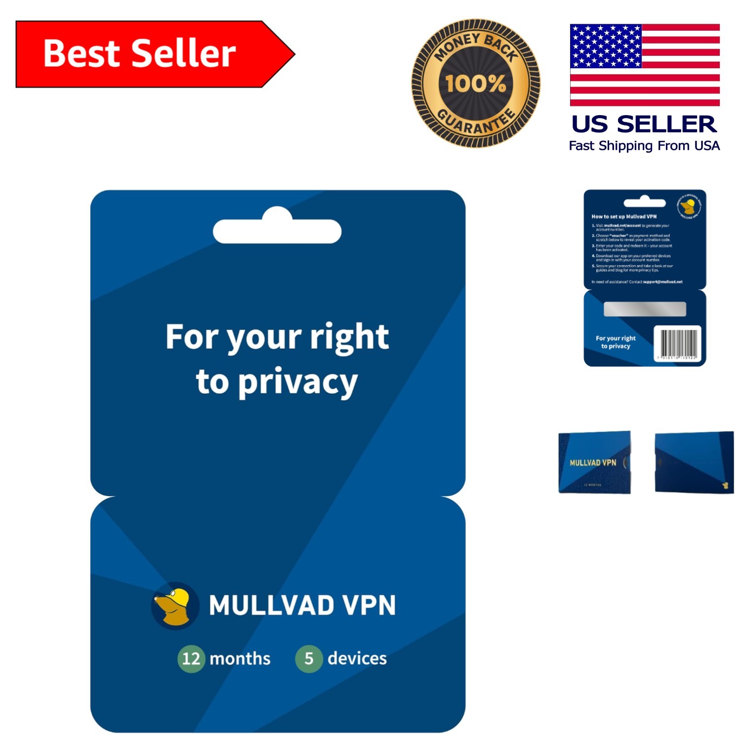 Secure Your Online Presence: 12- VPN for 5 Devices | No Data Collection