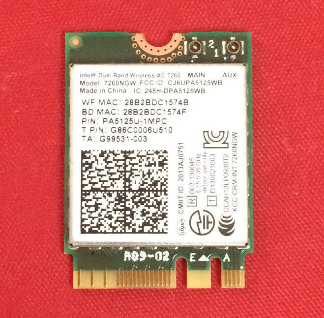 ORIGINAL INTEL DUAL BAND WIRELESS-AC 7260 WIFI CARD PA5125U-1MPC