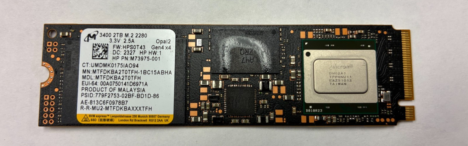HP Micron 3400 2TB M.2 2280 Gen 4x4 M73975-001 SSD - New Pull
