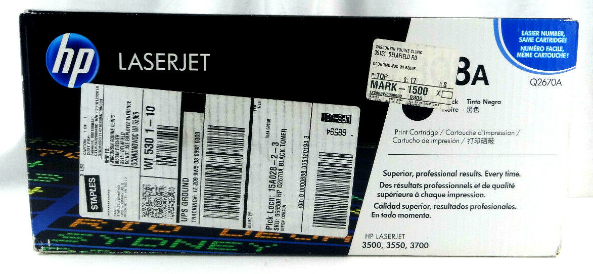 HP 308A Black Toner Cartridge Q2670A *EXPIRED 2/5/15 & OPEN BOX* OEM 