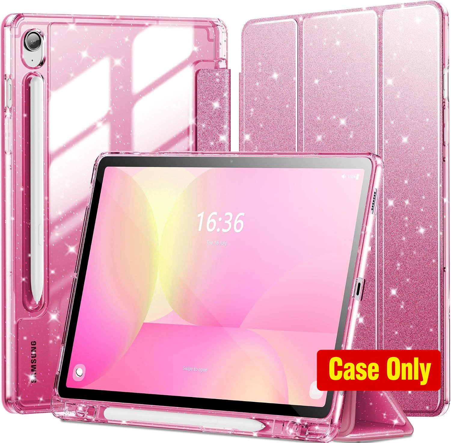 Pink Glitter Case for Samsung Galaxy Tab S10 FE 10.9" with S Pen Holder