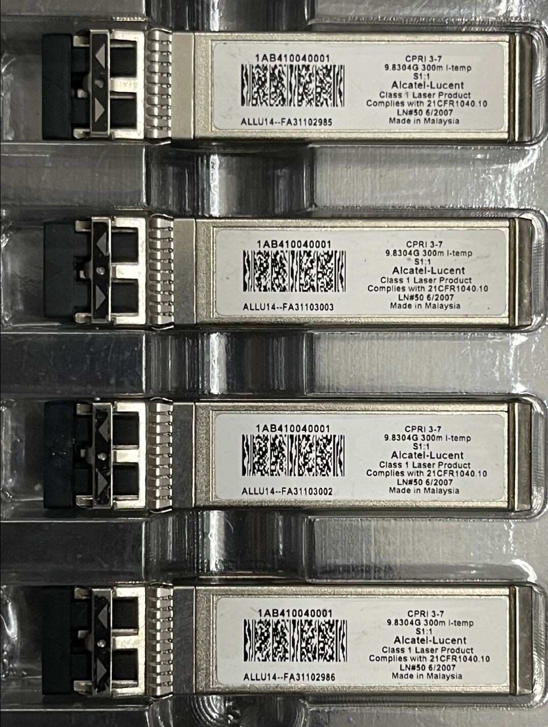 5PCS Alcatel-Lucent 1AB410040001, 9.8304G Nokia 300M, 850nm MMF 10GBase-SR SFP+