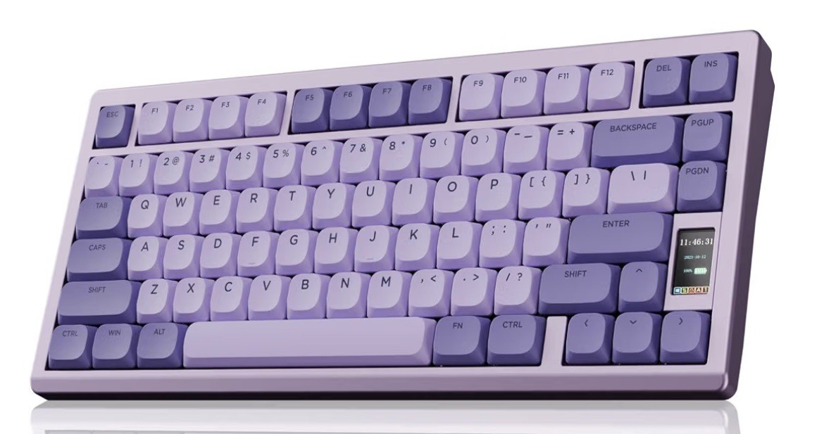 OOCTPK Chilkey ND75 LP Wireless Aluminum Gaming Keyboard with LCD Screen(Purple)