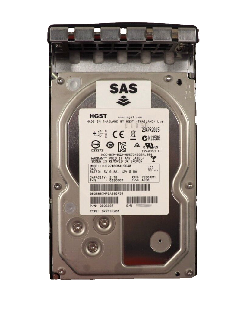 HGST HUS724020AL640 2.0TB 7200RPM 3.5" SAS 0B26887 w/HP caddy