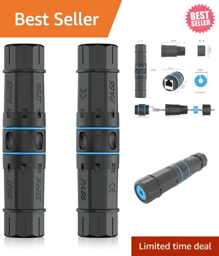 Waterproof RJ45 Couplers - High-Speed Ethernet Connectivity, 2 Pack