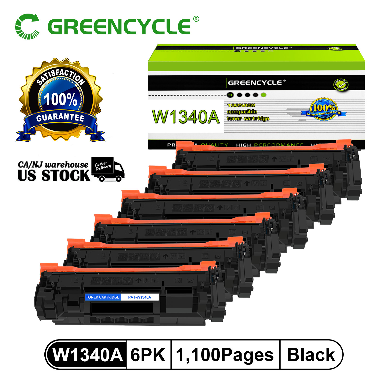 GREENCYCLE 6PK W1340A Toner Cartridge With Chip Fit For HP 134A M234dw M234sdn