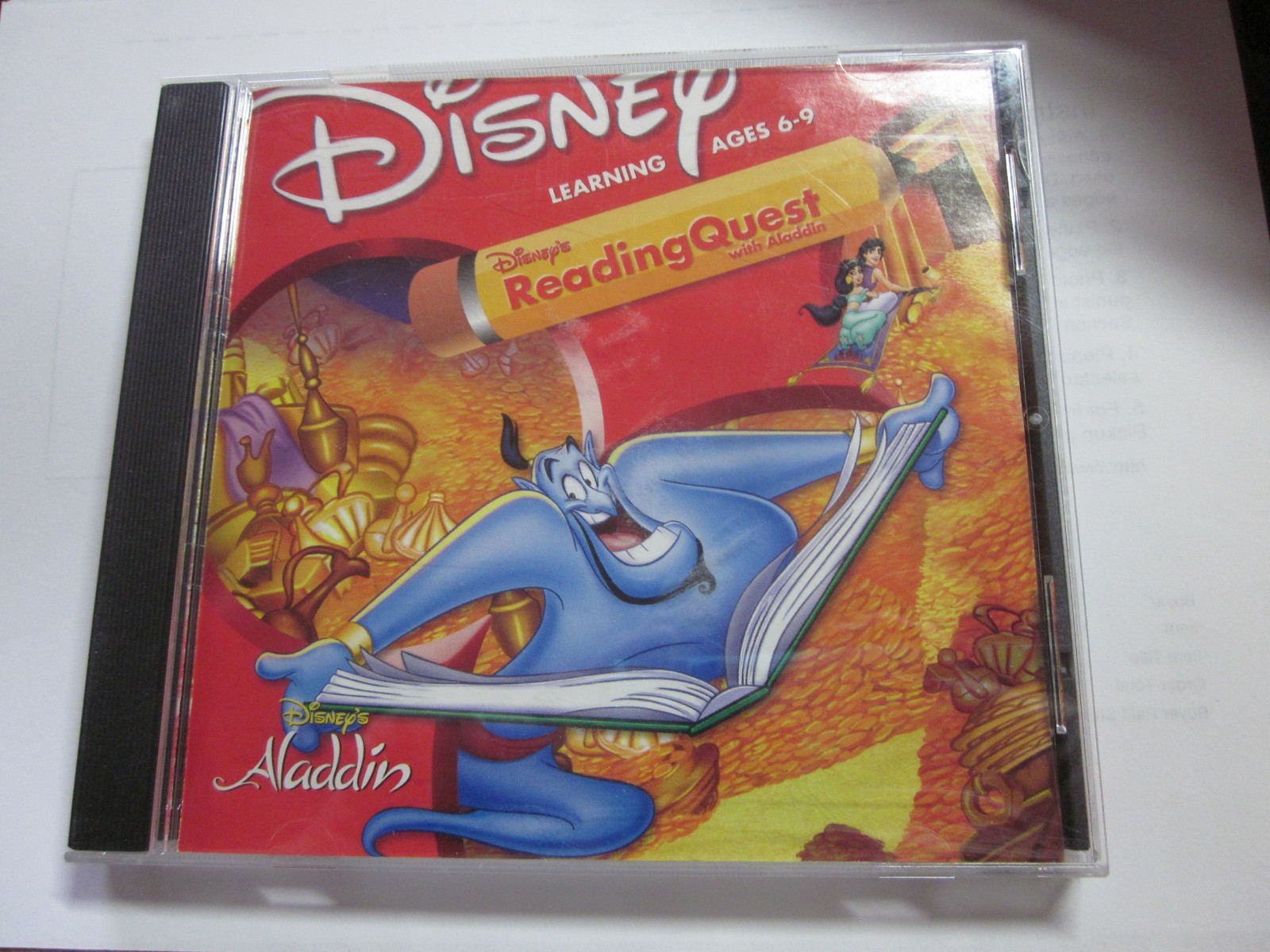 Disney Reading Quest With Aladdin (Windows/Mac, 1998) CD-ROM Educational Game