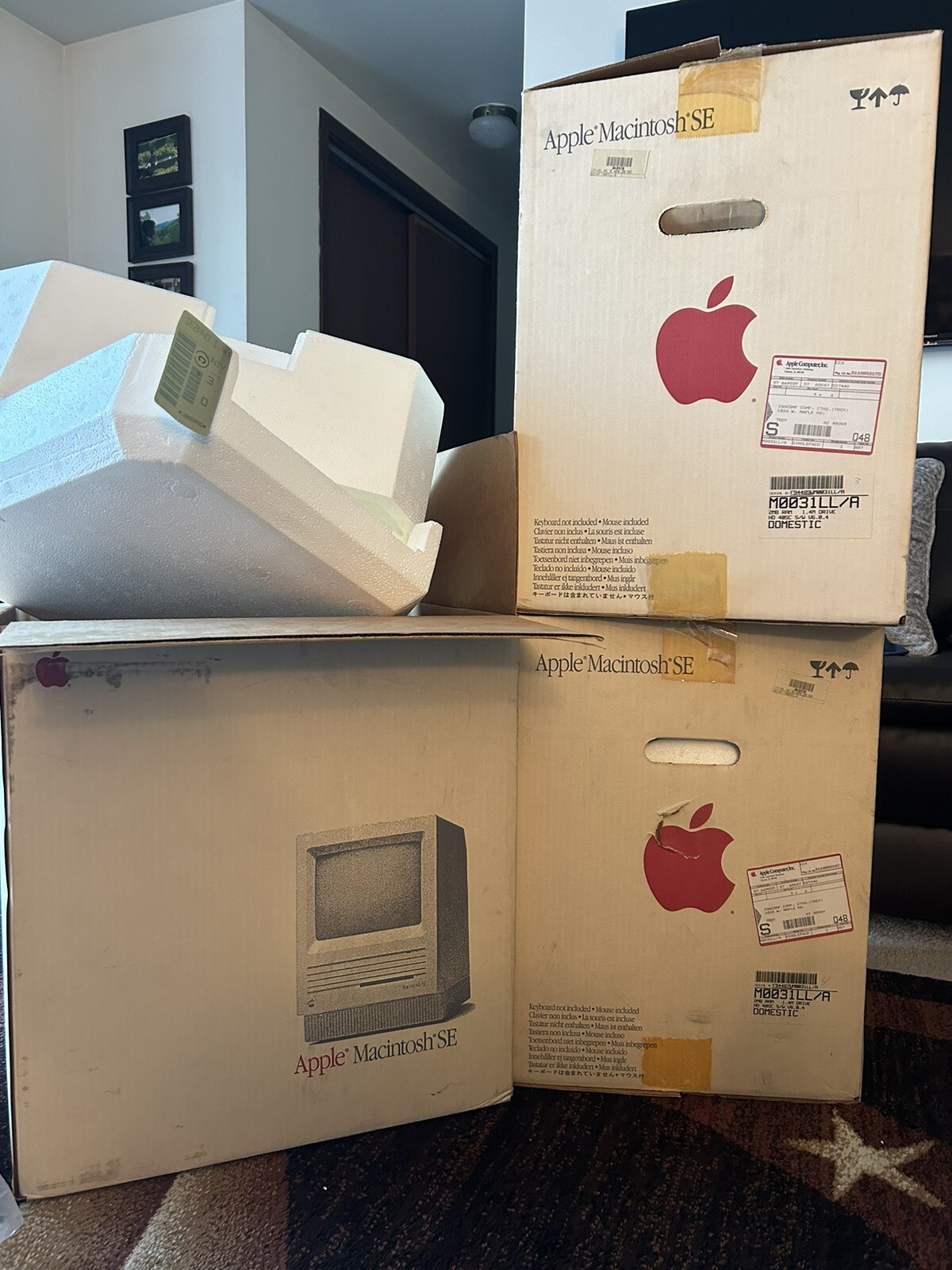 VTG 1988 Apple Macintosh SE Boxes w/ Original Styrofoam and Plastic, 2MB RAM 