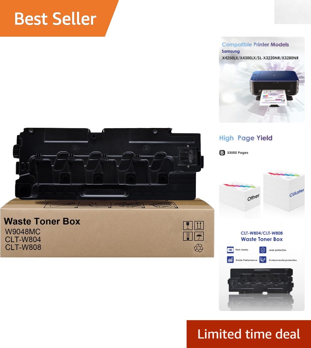W9048MC Compatible Waste Toner Box for CLT-W804 W808 - Up to 33,500 Pages