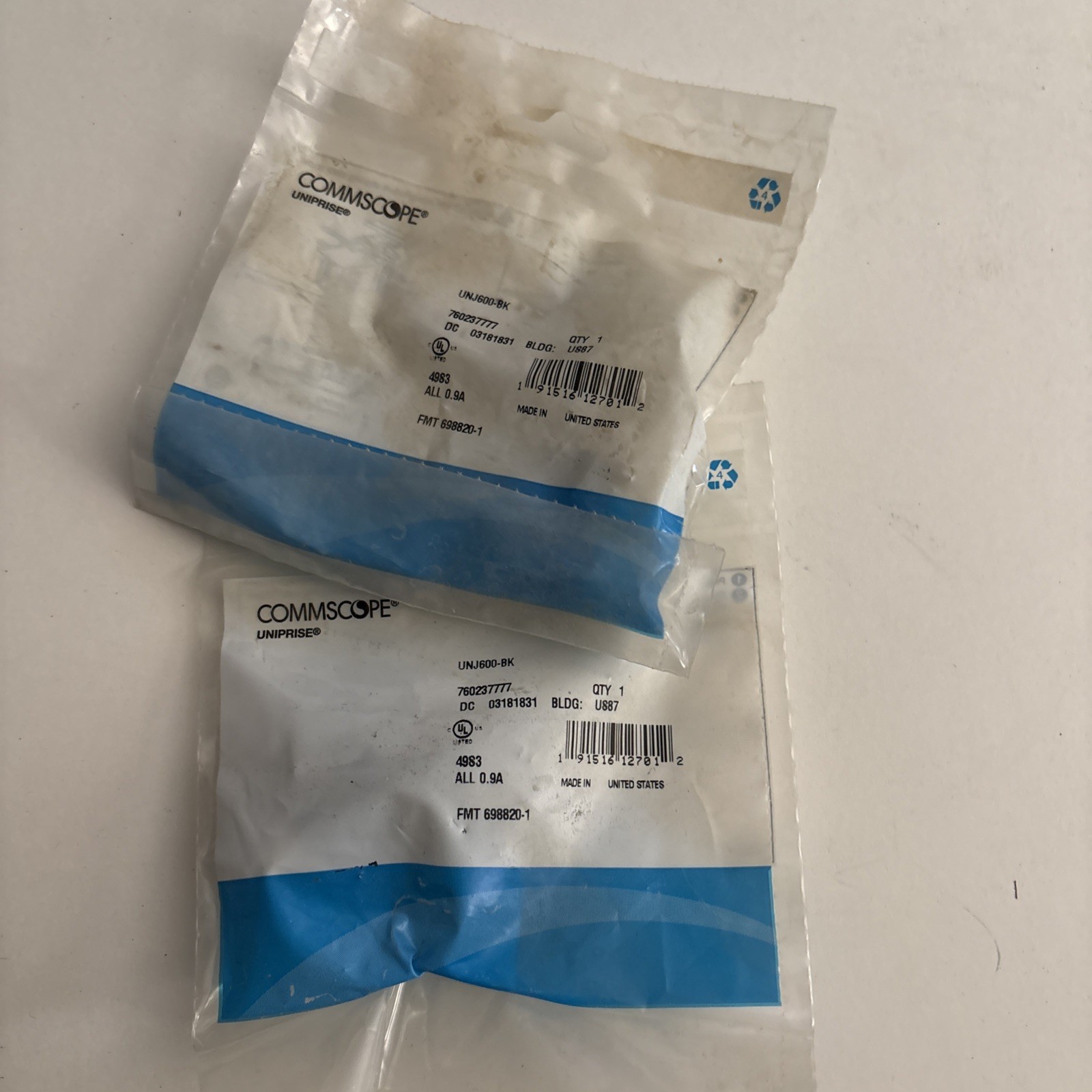 Lot Of 2 CommScope Uniprise UNJ600-BK Modular Jack Black 760237777 NIP