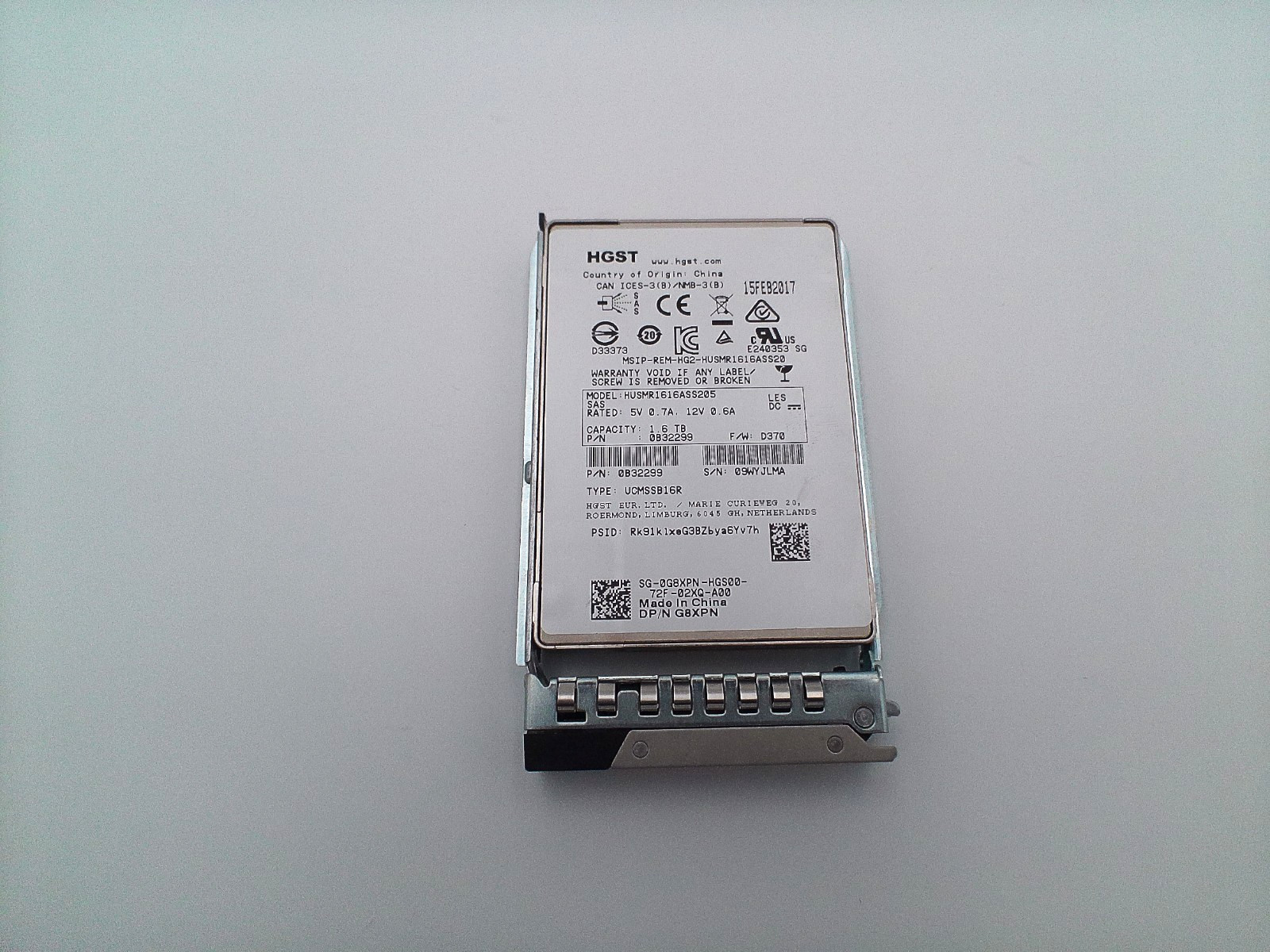 DELL 1.6TB 2.5" 12Gb SAS SSD HUSMR1616ASS200(G8XPN)