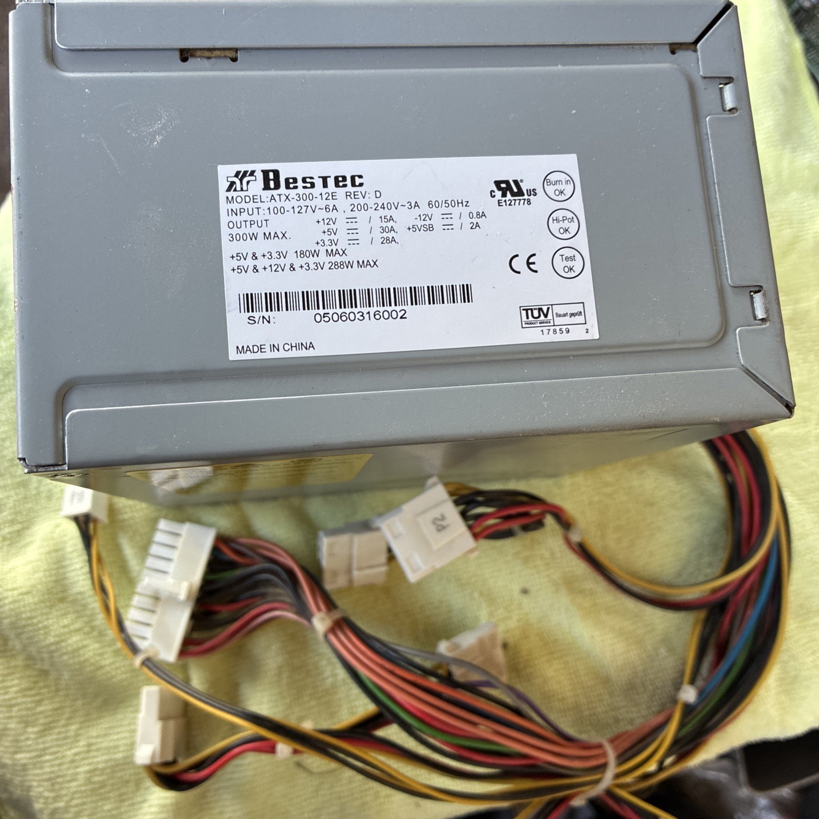 Bestec ATX-300-12E 300W Desktop Power Supply USED Tested Excellent Condition