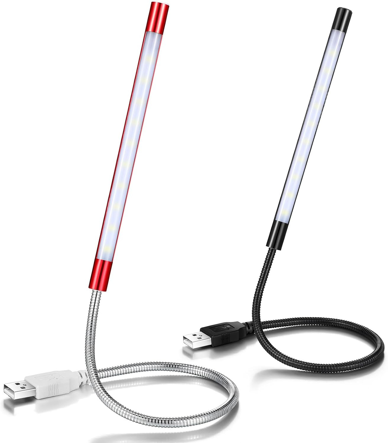 Tujoe 2 Pcs USB LED Gooseneck Light for Laptop Keyboard,Red
