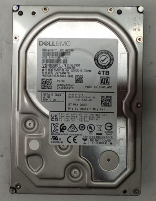 Dell EMC WD Ultrastar DC HC310 4TB HDD 3.5" SATA 7200RPM HUS726T4TALA6L0 TH391