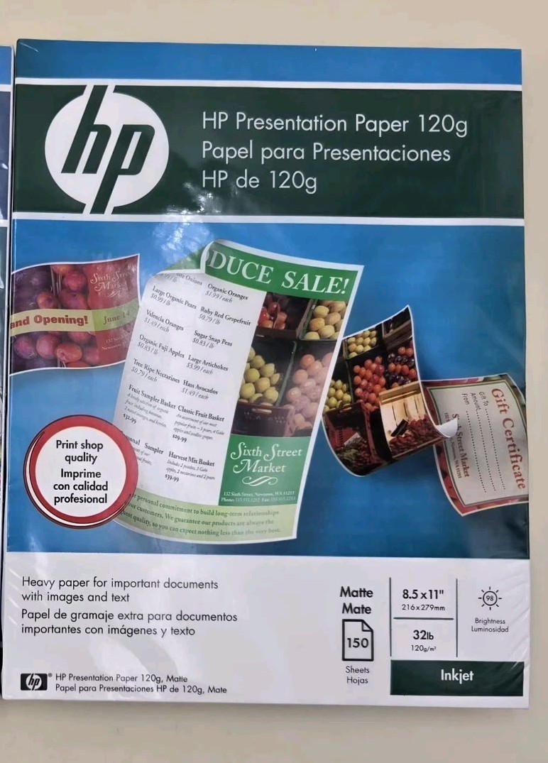 HP Premium Presentation Paper Inkjet Matte 150 Sheets 8.5x11" 32lb 120g Q5449A