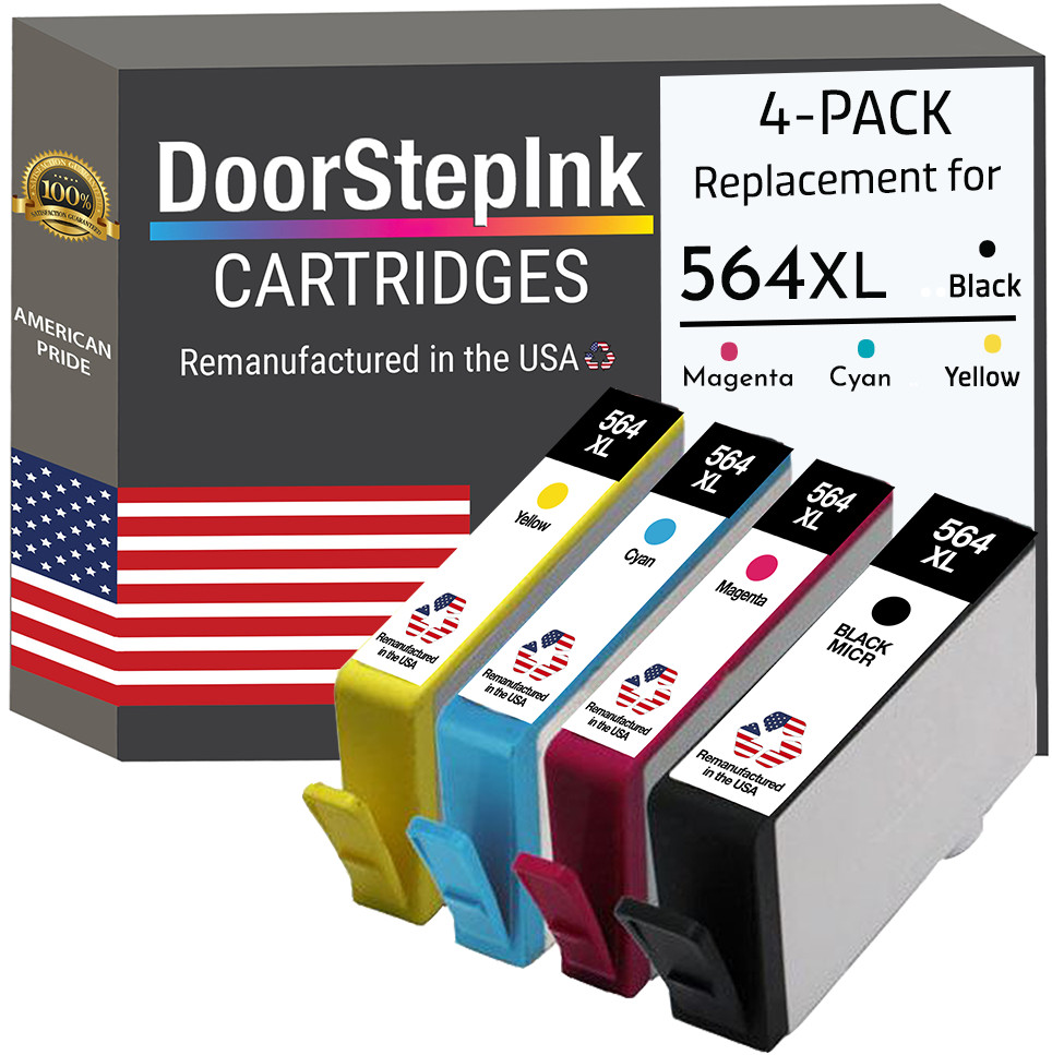 DoorStepInk Compatible Ink Cartridges For HP 564XL Black and C,M,Y 4 Pack-USA