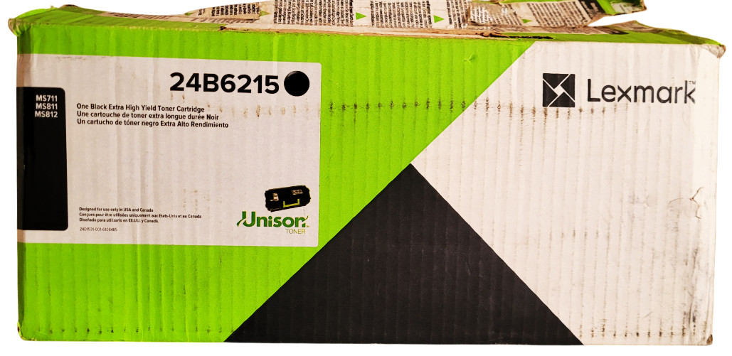 Lexmark 24B6215 Black Toner Cartridge With Ripped Bag and Box Weight: 3lb:2.1oz