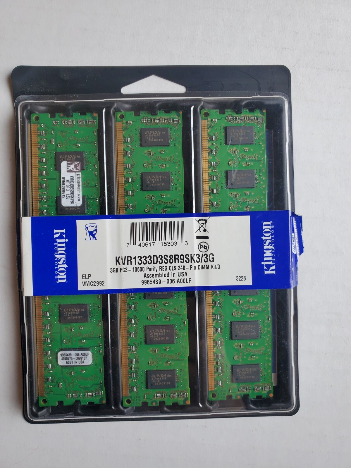 Kingston 3 GB PC3-10600 1333 MHz DDR3 SDRAM 240-Pin 1.5V Desktop DIMM Memory