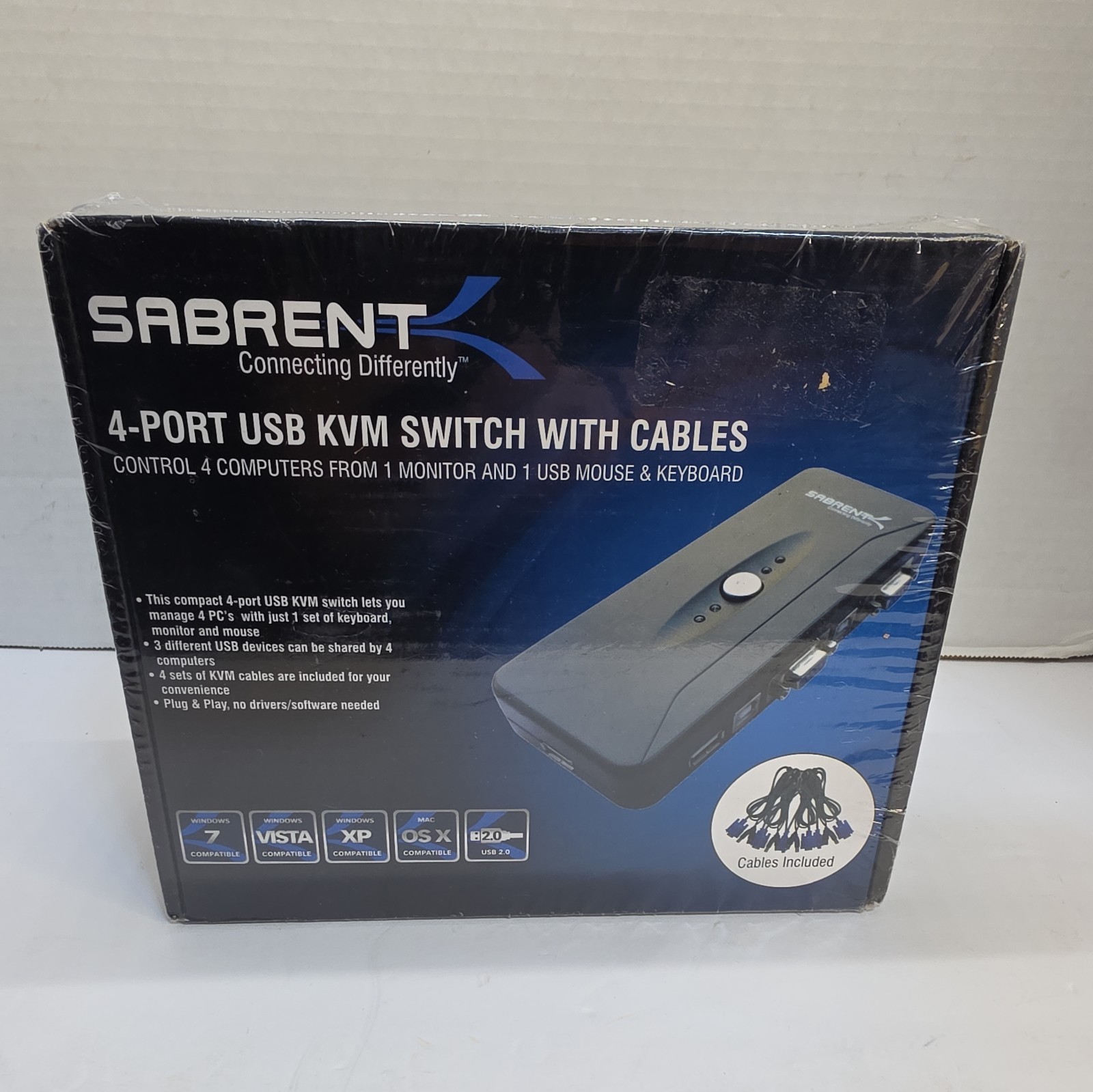 SABRENT 4-Port USB & VGA KVM Switch With 4 Sets Of Cables KVM-USB4