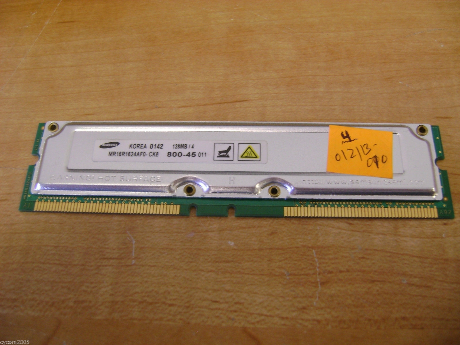 Samsung MR16R1624AF0 128MB Rambus 184-pin PC800 RDRAM Non-ECC RDRAM RIMM