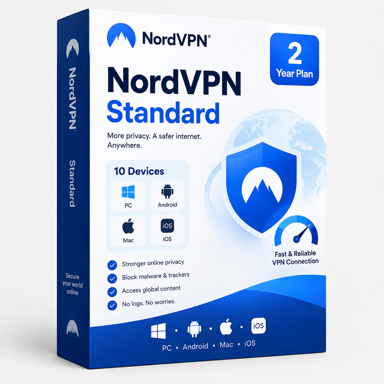 NordVPN Standard VPN Service (PC, Android, Mac, iOS) (10 Devices, 2 Year)