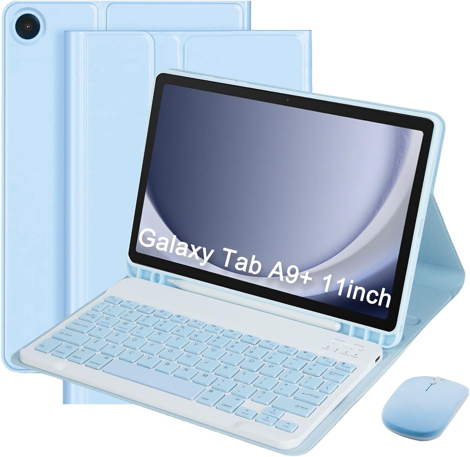 Samsung Galaxy Tab A9 Plus 11" 2023 Case, Blue, with Detachable Wireless Keyboar