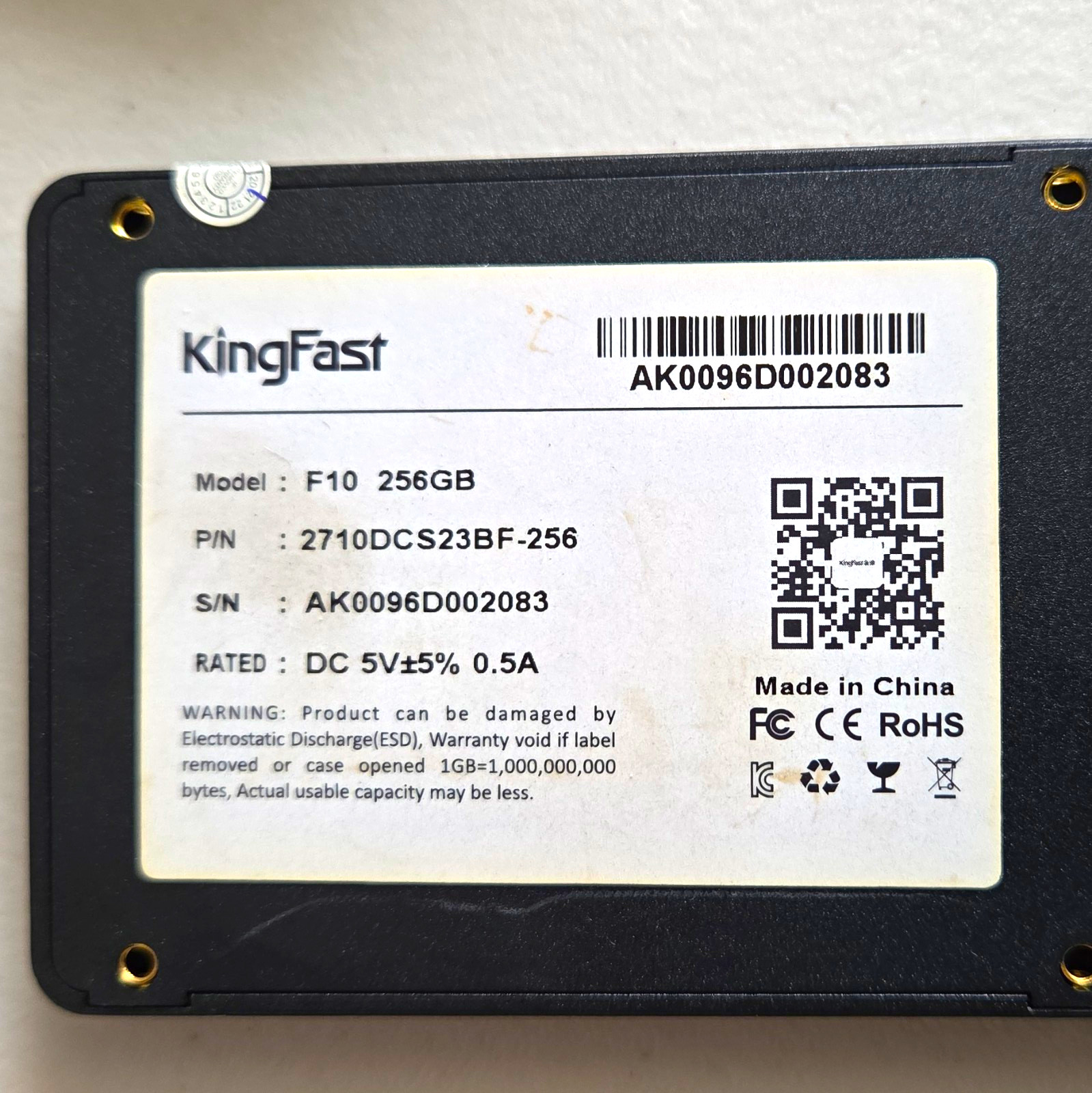KingFast F10 256GB 2.5" SATA Internal SSD Black MPN 2710DCS23BF-256