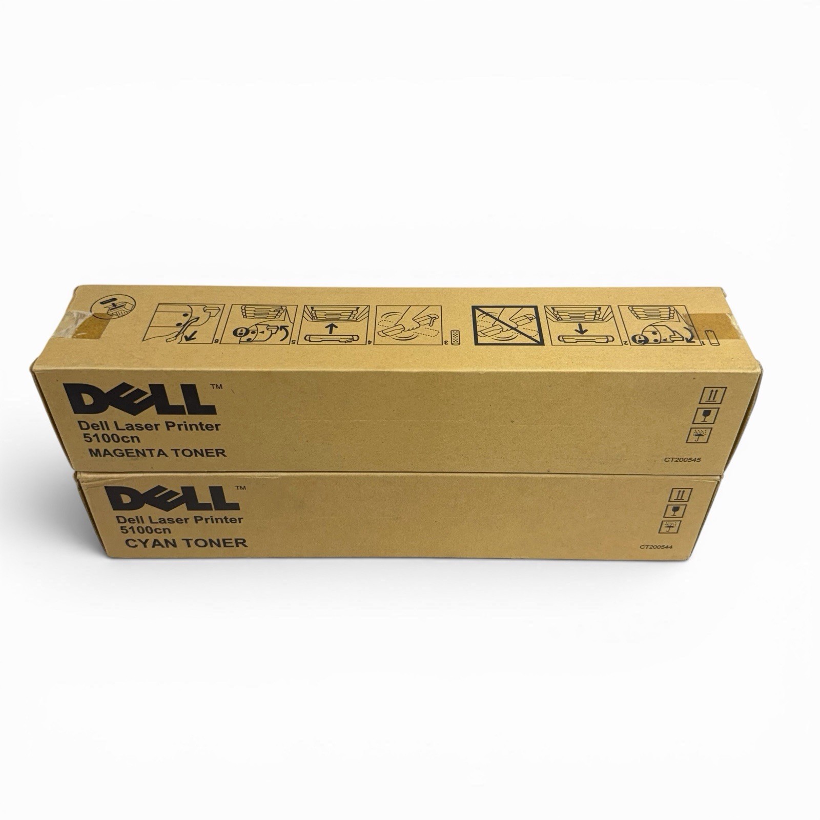 Lot of 2 Genuine Dell 5100cn Toner Cartridges (1M + 1C) OEM