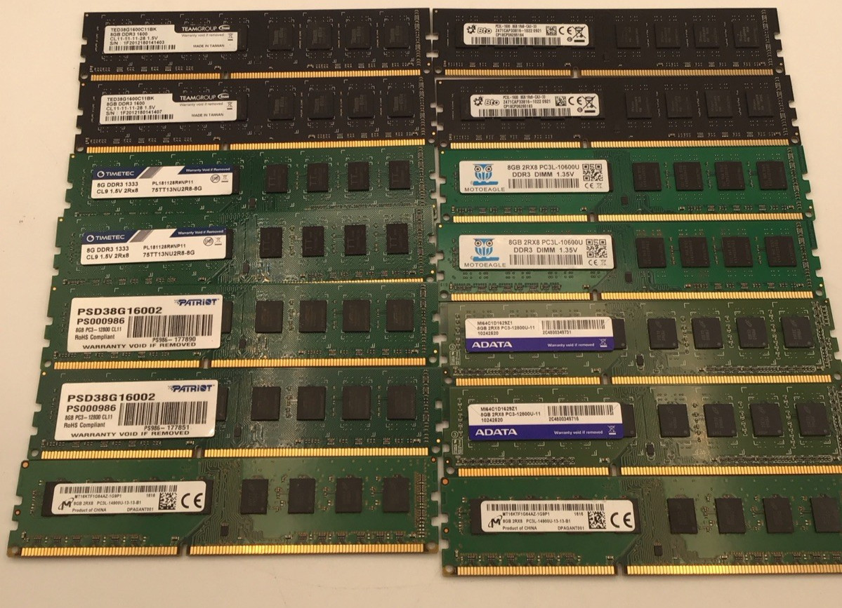Mix Brand & Speed Lot of 14x 8GD DR3 DDRL Desktop RAM See In Description
