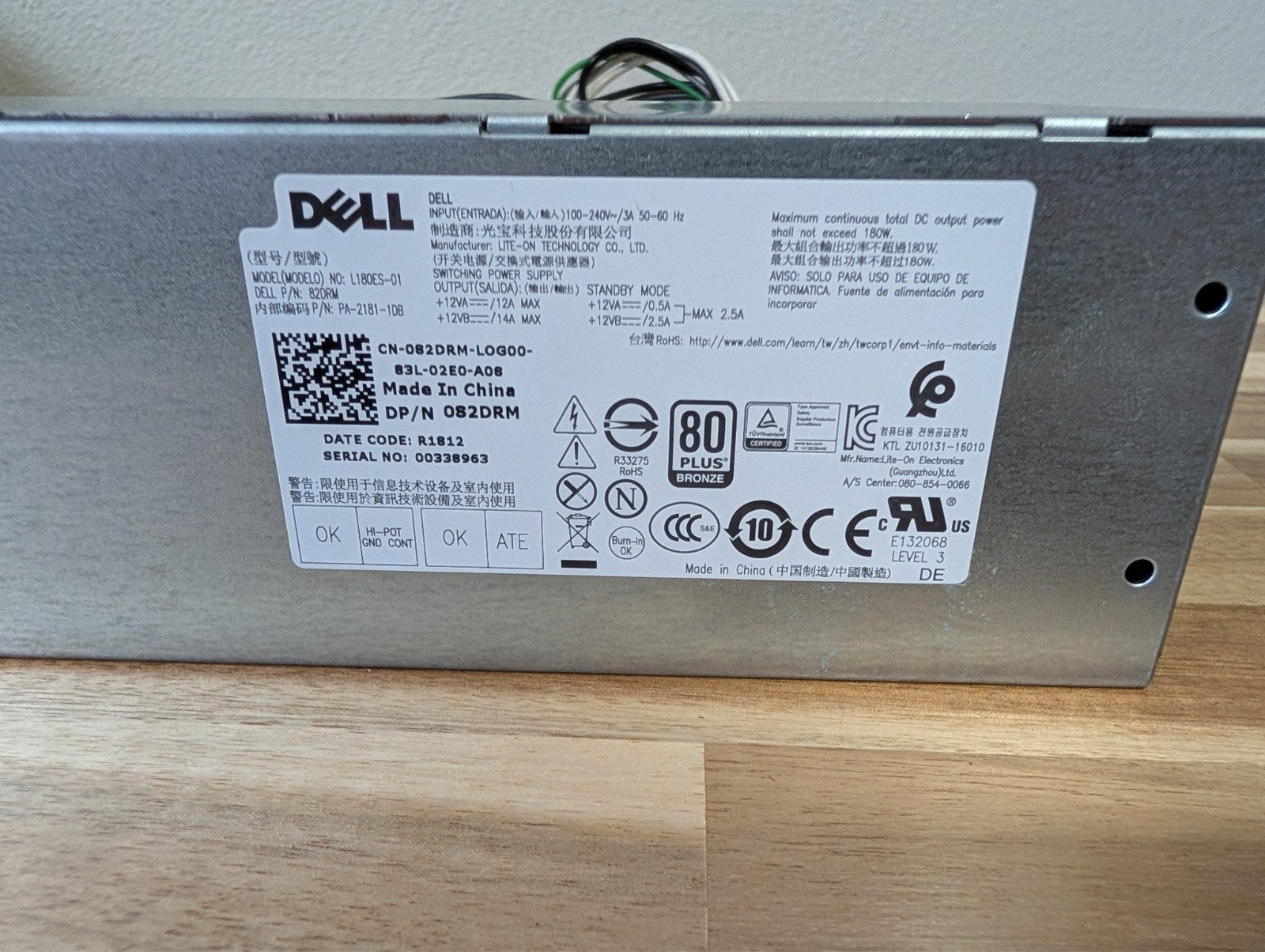 Genuine Dell Power Supply 180W  L180ES-01 82DRM 082DRM