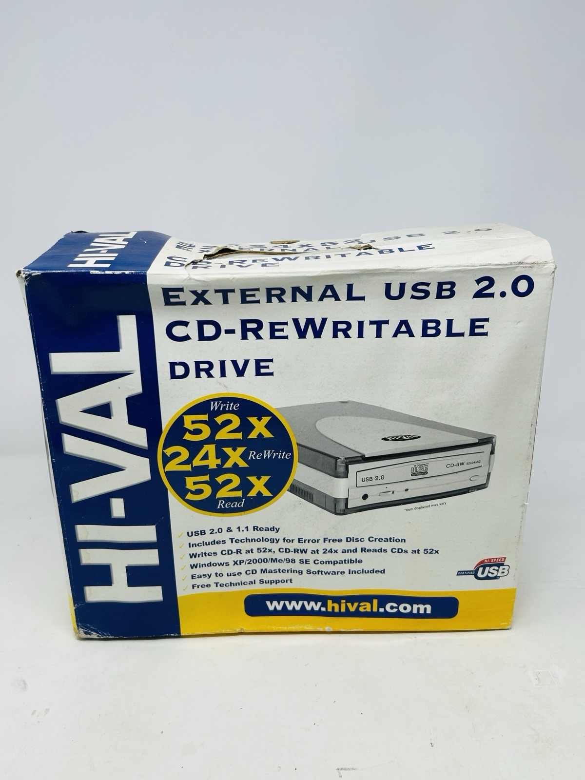 Hi-Val External USB 2.0 CD-RW ReWritable Drive 52x24x52 w/ Box Accessories B27